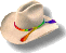 Cowboy hat with a rainbow hatband